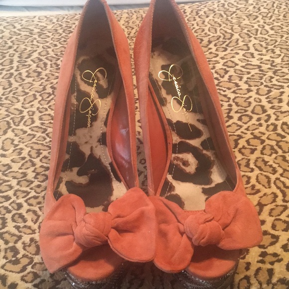 Jessica Simpson platform coral sparkle heels pumps - Picture 1 of 3